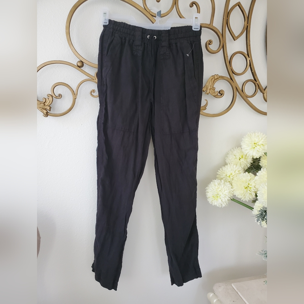 Johnny Was Pete&Gretta Pants Black Linen With Pockets Size Medium